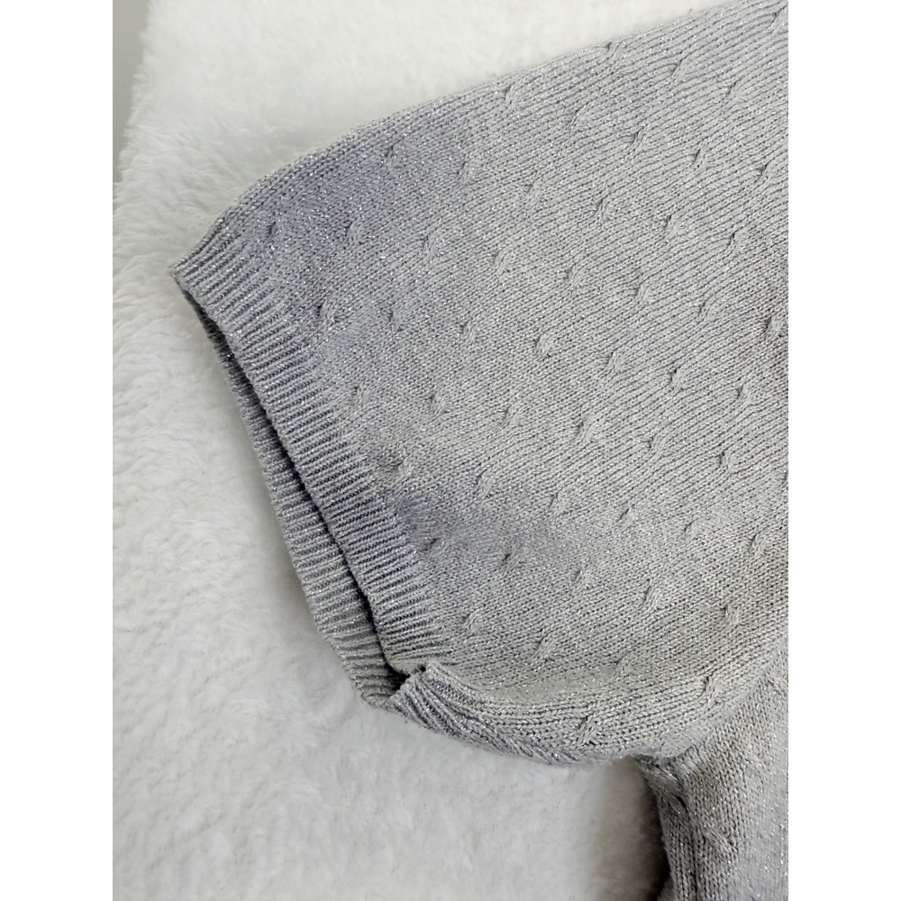 Alfred Dunner Woman Sweater Top Gray Sparkle Knit Short Sleeve Size 2X - Picture 4 of 10